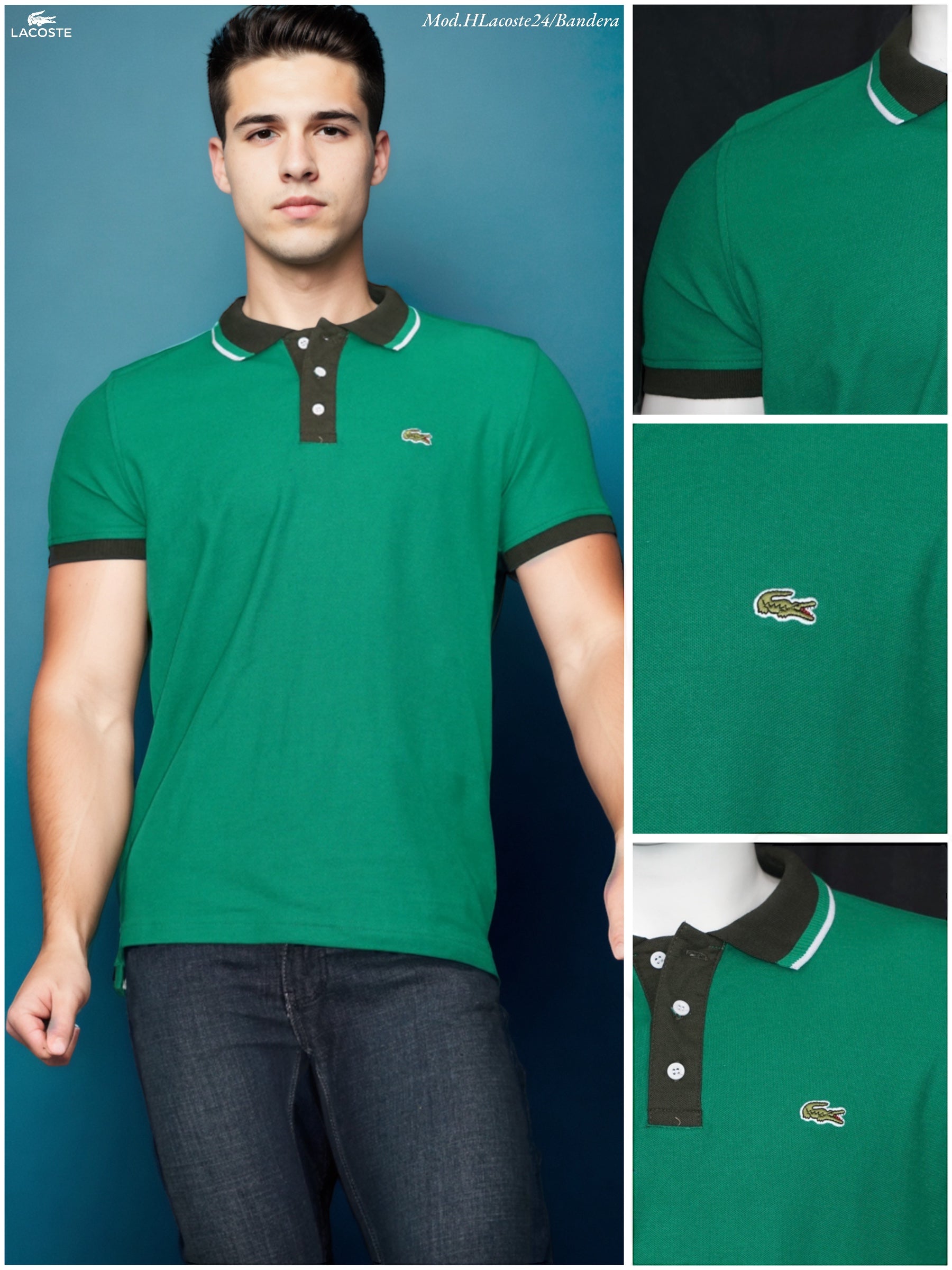 Playera para caballero Lacoste cuello polo HLacoste24 Bandera 245 18 Ag Distribuidora