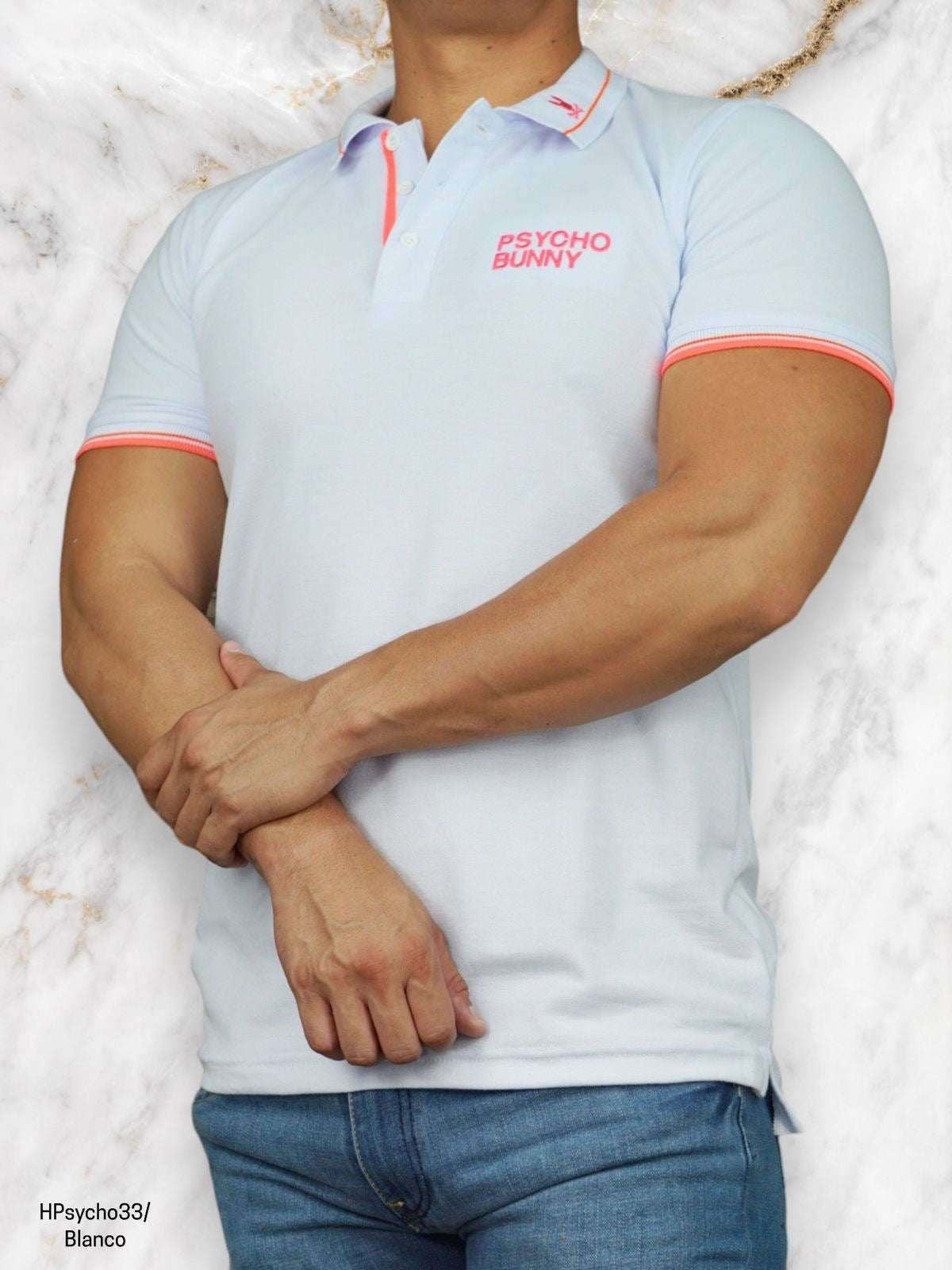 Playera para caballero Psycho Bunny cuello polo (HPsycho33) Blanco 245/175 🔵