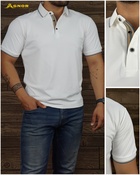 Playera para caballero de importación cuello polo (HImp1) Blanco 210/140 🔵