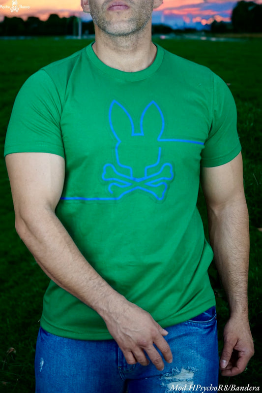 Playera para caballero Psycho Bunny cuello redondo (HPsychoR8) Bandera 220/160 🔵