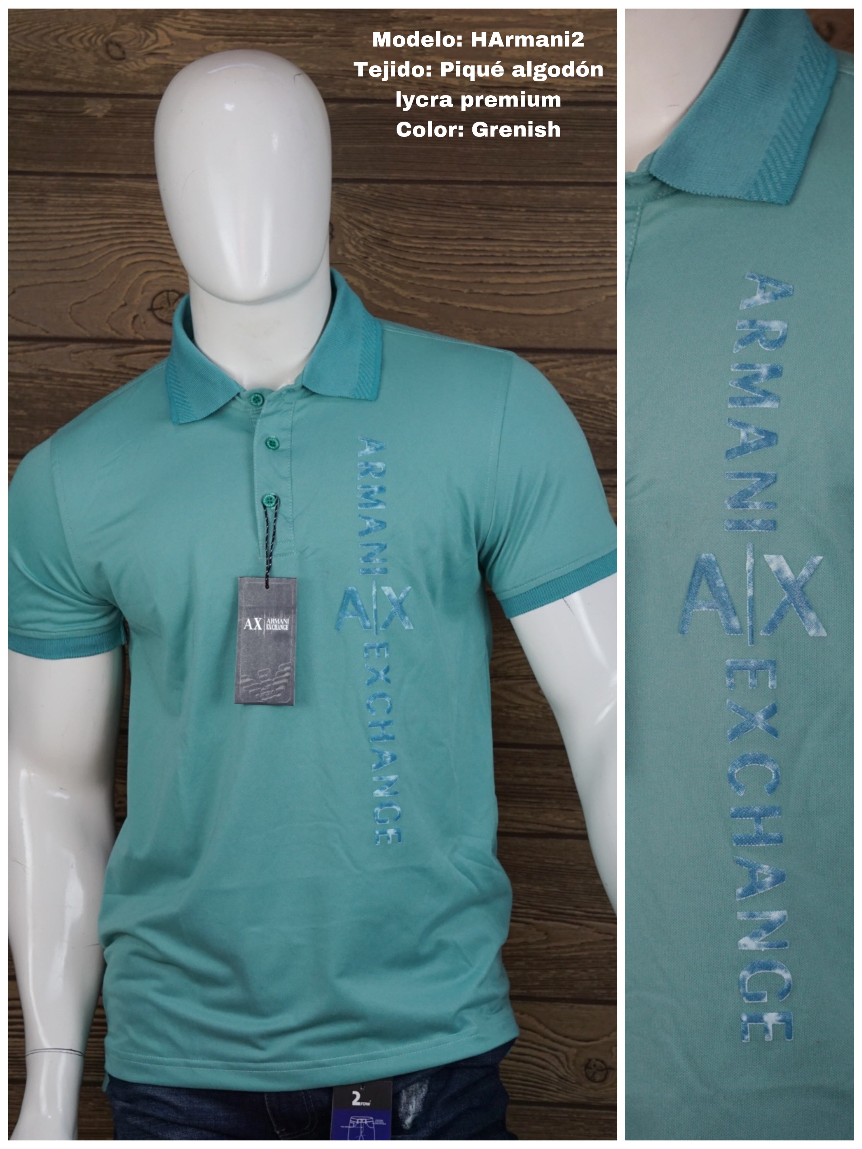 Playera para caballero Armani cuello polo HArmani2 Grenish 250