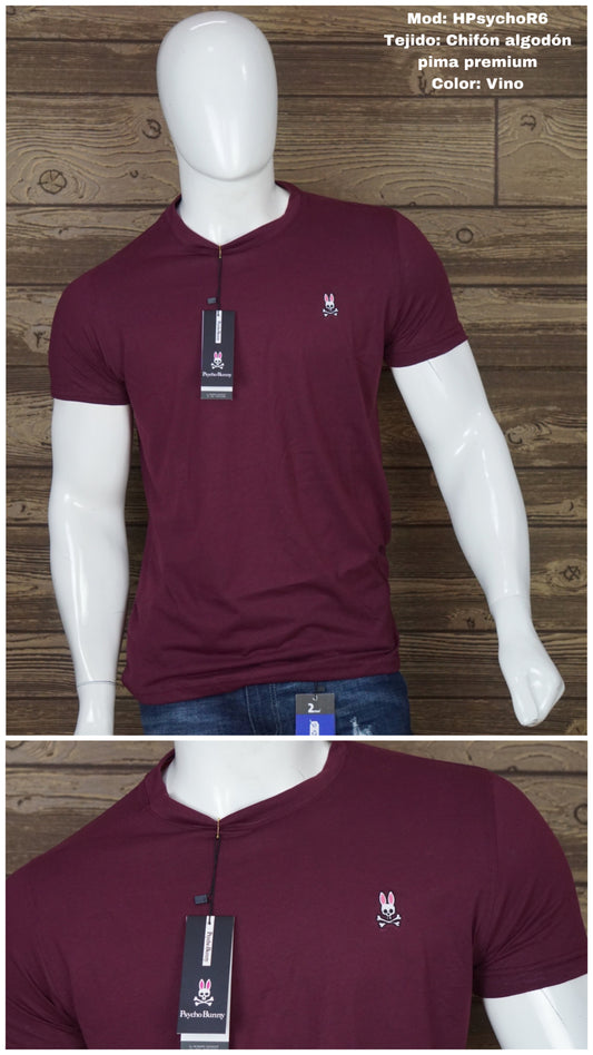 Playera para caballero Psycho Bunny cuello redondo (HPsychoR6) Vino 220/160🔵