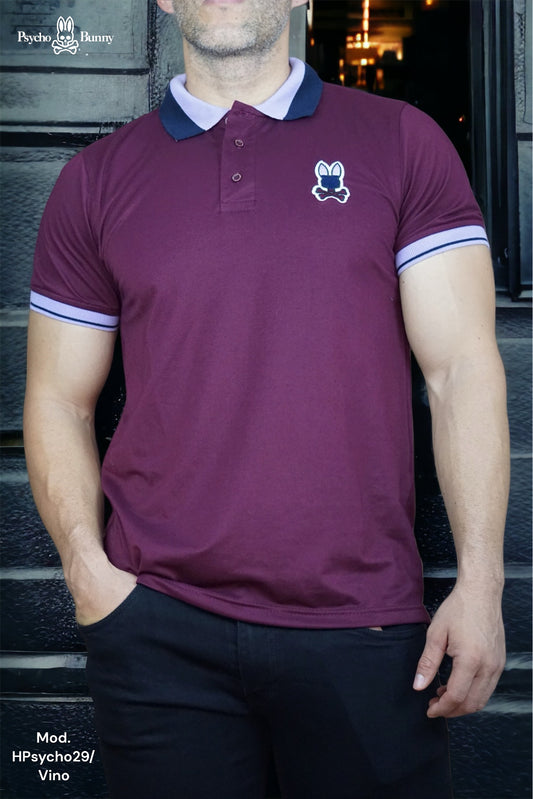 Playera para caballero Psycho Bunny cuello polo (Hpsycho29) Vino 250 /190 🔵